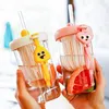 Kupalar 500ml Straw Bottle Buz Soğuk İçecek Kahve Suyu Çay Bardağı Yeniden Kullanılabilir Plastik Buzlu Tumbler Seyahat Kupası Filtre Tutma Tasarımı