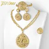 ZEADear – ensemble de collier et boucles d'oreilles dorés de dubaï, bague de luxe en Zircon, chaîne africaine, bijoux de mariage à la mode