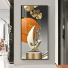 Geometria astratta Feather Leaf Lea Luce Luxuria Tela dipinta Deer Decorative Wall Art Golden soggiorno decorazioni camera da letto Cuadros