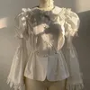 Blouses pour femmes 2024 Chemises à manches évasées amovibles Chemises à volants blanches Femmes Gothique Fée Esthétique Collier de poupée Tops Y2K Harajuku Lolita