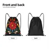 mexican Butterflies And A Red Fr Drawstring Backpack Sports Gym Bag for Women Men Colorful Traditial Training Sackpack z8Kg#