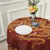 Table Cloth Dragon Round Tablecloths 60 Japanese Asian Circular Table Cover Mat Lace Washable Polyester for Dinner Party Holiday Home Decor Y240401