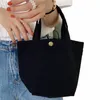 simple Canvas Bag Women Shoulder Bags Foldable Picnic Pouch Small Tote Black Shopper Large Capacity Student Lunch Box b5Te#