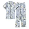 Sleepwear Womens Sleepwear 2 Piece Summer Women Silk Satin Pyjamas Set Short Sleeve Suit Female Pijamas M L XL XXL XXXL