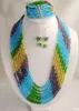 Conjunto de brincos de colar com salto elegante.Joias de contas de cristal multicoloridas feitas à mão para carnaval feminino brasileiro