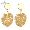 スタッドイヤリングNextVance 2024 Fasion Hollow Leaf Earring for Women Gold Color Simple Stainessスチールジュエリーギフト愛好家