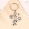 Portachiavi Fiore rosa Portachiavi Statua in metallo Ciondolo Anello per auto Zaino Charms Borsa Decor Accessori per gioielli