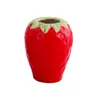 Vaser Strawberry Ceramic Flower Vase Creative Fruit Desktop Ornament Plant Pot For Living Room Kitchen Dining Table Desk Entrance