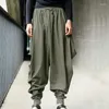 Men's Pants Vintage Men Pleated Cotton Harlan Casual Loose Wide Leg Lantern Trousers 2024 Spring Fashion Oversize Pant Streetwear