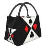 Poker Four Suits Isolated Lunch Tote Bag for Women Card Game Players Caller Thermal Bento Box Work Travel M2KX#