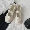 Chaussures de Fitness plates en cuir pour femmes, Style britannique, petit cuir, perles, mot féerique, avec plateforme, Mary Jane, printemps et été, 2024