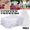 Emballage cadeau 100pcs Sacs d'organza blancs Sacs de fête de mariage Bijoux Bijoux Candy Cordon Pochettes Cadeaux d'anniversaire de Noël Décor