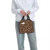 leopard Print Fur Spots Jaguar Skin Insulated Lunch Bags Thermal Bag Brown Animal Leather Pattern Tote Lunch Box Bento Pouch r7KT#