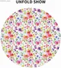 Bordduk Spring Summer Floral Round Tracloth 60in Flower Table kläder Multicolor Rustik återanvändbar cirkelbordsskydd för picknickparti Y240401