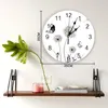 Wall Clocks Dandelion Butterfly Black White Clock Modern Design Living Room Decoration Mute Watch Home Interior Decor