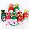 Present Wrap 10st Santa Bag Candy Snowflake Crisp Drawstring God juldekorationer för hemåret 2024 Noel Presents