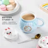 Muggar Creative Ceramic Cup with Spoon Cover Girl Mug Par Cute Cartoon Breakfast Milk Cups Coffee Tea