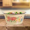 Bowls 1Pc 18cm Wastafel Met Deksel Retro Geëmailleerde Kom Handwas Terrine Pot Vintage Voor Thuis Keuken Restaurant El