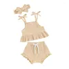 Ensembles de vêtements Baby Girls Set Set Sans manches manches Camisole Tops Elastic Shorts Bandle Bande Bande Babinet Été Tenues