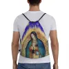 на заказ Богоматерь Гваделупская Мексиканская Дева Мария Мексика Тильма Сумки на шнурке Женщины Мужчины Легкий спортивный тренажерный зал Рюкзак для хранения N7Rf #