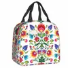 Polonais Folk Floral Lunch Bag pour les femmes Leakproof Pologne Frs Art Cooler Thermique Lunch Box Work Food Sacs de pique-nique N8Og #