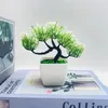 Dekoratif çiçekler yapay bitkiler küçük ejderha pençesi hoşgeldin çam bonsai ağacı saksı bitki masası ofis ev dekorasyon