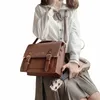 Japansk lolita -stil jk enhetliga axelskolor för kvinnor flickor pu läder stor kapacitet casual lage handväskor totes i1to#