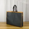 Saco de loja de cor sólida com borda dourada Eco-Friendly N-Woven Fabric Handbag Tote Reusable Grocery Shopper Bag Storage Bags I9cP #