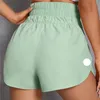 Yoga lu24 beschleunigen Hochhaus mit kurzen Taillensport-Shorts Set Schnelltrocknen loser Laufkleidung zurück Reißverschluss Pocket Fitness 670 259