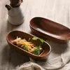 Assiettes Table à manger plateau en bois style japonais pour servir le dessert rétro de fruits séchés avec lisse