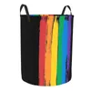 Sacos de lavanderia bandeira lgbt cesta dobrável orgulho gay lésbica roupas cesto para berçário crianças brinquedos armazenamento bin