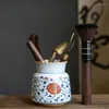 Teaware set Pomegranate Tea Set Ceramic Chinese Ceremony Accessories Vines Storage Cha Ze Canister Utensils Pen Case