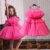 BABY Bow Tulle Baptism Dress for Girls abito per bambini per bambini Elegante festa di 1 ° compleanno abito principessa abiti da sera tutu 240319