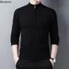 Männer Pullover 2024 Solide Strick Mode Half Zip Warme Pullover Business Casual Stricken Bodenbildung Tops Männer Einfache Dünne Pullover