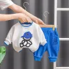 Les vêtements pour bébé ensembles d'ours pour enfants sont des garçons et des filles à manches longues pantalon loisirs en deux pièces de sport simples zm