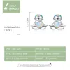 Boucles d'oreilles Bamoer paresseux ongles boucles d'oreilles en argent 925 en argent Sterling mignon Animal coeur opale boucle d'oreille cadeau pour fille fête bijoux BSE483