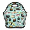 neoprene Carto Japanese Food Sushi Pattern Insulated Lunch Bags for School Office Picnic Cooler Thermal Lunch Box Women t2VK#