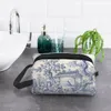 vintage Classic French Toile De Jouy Navy Blue Motif Pattern Makeup Bag Travel Cosmetic Organizer Kawaii Storage Toiletry Bags O4p4#