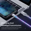 MVQF Szybkie kabel ładujący 6A Kabel LED Micro USB Kabel Dane Kabel Dane Light LED LED Cord USB C CIST na iPhone'a Xiaomi