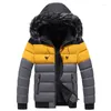 Jaquetas masculinas inverno quente jaqueta homens parkas gola de pele com capuz grosso algodão outwear masculino blusão marca casual casaco de alta qualidade