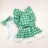 Dog Apparel Pet Costume Princess Dress Set With Sleeves Plaid Skirt Headdress Sweet Comfortable For Lovely Stylish