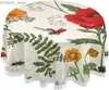 Tischdecke Pflanzen Blumen und Schmetterlinge Provence-Stil Runde Tischdecken Tischdecke Matte Picknicktischdecke Wachstuch Campingtischdecke Y240401