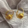 Boucles d'oreilles créoles pour femmes et filles, bijoux modernes, Design de personnalité, boule de couleur or en laiton, cadeau, accessoires de mode, 2024