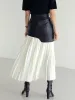 Autumn and Winter Leather Skirt for Women High Waist Midi Folds Pleated Skirts Female Cargo Wrap Ruffle Skirts 2023 Clothing