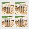 Muggar 260/350/660 ml rostfritt stål vattenkopp mugg med fällbart handtag utomhus bärbara camping picknickresor
