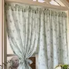 Korean Daisy Curtains Road Pocket Shade Curtain Floral Tassel for Kitchen Bedroom Living Room Bay Window Cabinet 240322