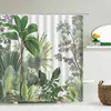 Duschvorhänge, Badezimmer-Dekoration, Vorhang, tropische Pflanze, Blatt, Palme, 3D-Druck, wasserdichter Stoff mit 12 Haken