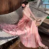 Robes décontractées Français Été Rose Fleur Imprimer Vacances Maxi Robe Femmes Sexy Col V Profond Dos Nu Rayé En Mousseline De Soie Haute Taille Plage Longue