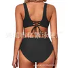 Costume da bagno bikini diviso tinta unita con cravatta incrociata a vita alta costume da bagno sexy