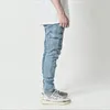 Jeans hommes pantalons lavage couleur unie Multi poches Denim taille moyenne Cargo jean grande taille mode pantalon décontracté mâle usage quotidien 240318